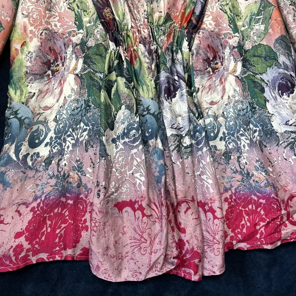 Sundance Womens Silk Top Size S Peasant Artsy‎ Print Floral Luxury Maximalist